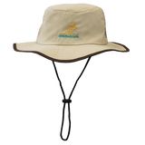 Beige Wallabies Rugby Legend Boonie Hat with an adjustable chin strap and a kangaroo logo embroidery by EMB Augusta.