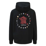 A Rugby World Cup 23 '20 Unions Map' Hoodie with a red logo on it by Sportfolio.