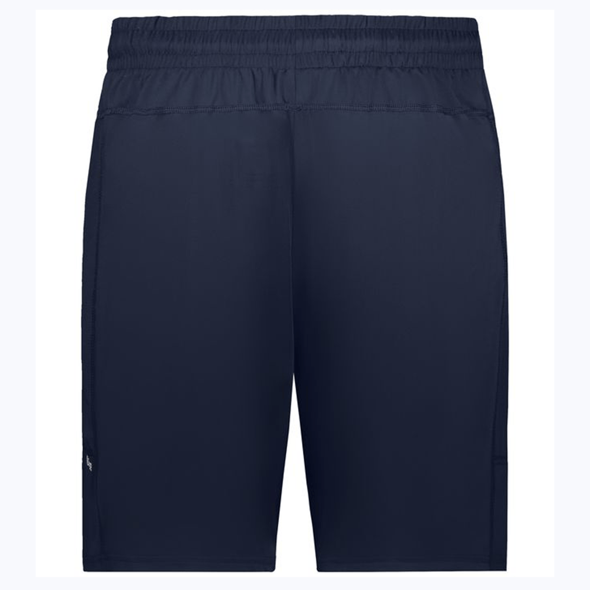 Back side of navy Front Pocketed Moisture Wicking Rugby Shorts