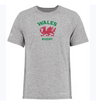 The Nations of Rugby Wales Rugby Electrify Training Tee is a grey t-shirt featuring the WRS Augusta rugby logo.