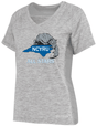 Heather Grey Women's vneck shirt with a Large NCYRU All Stars logo on the front chest