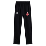 Black Alabama Rugby Alliance Stretch Tapered Pants with EMB Canterbury logo on the upper left and a red and white Alabama Rugby Alliance logo on the right thigh.