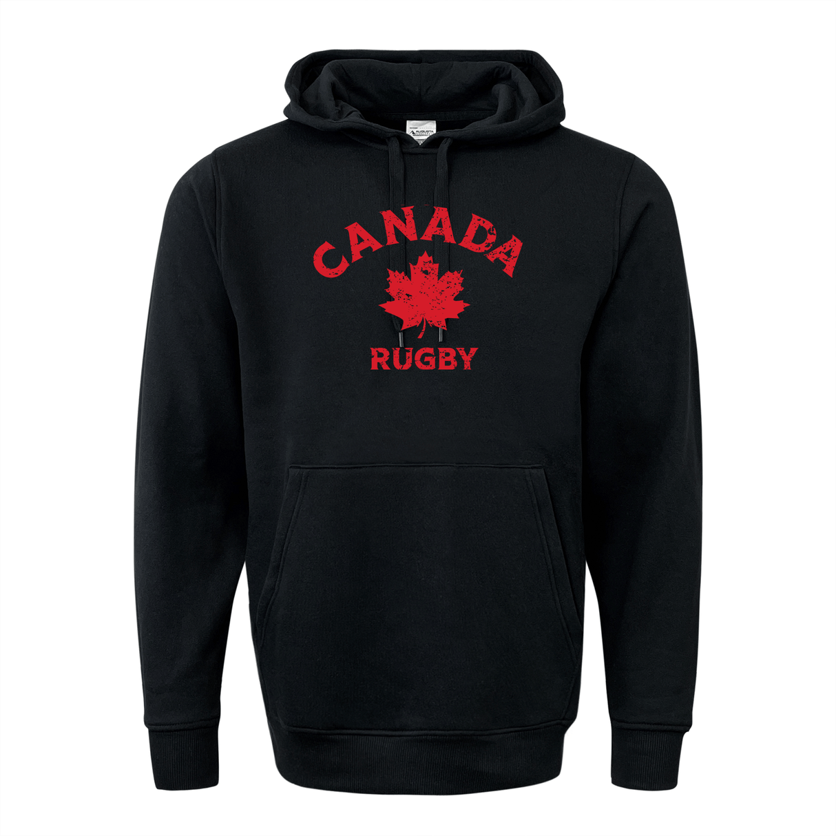 Replace the product in the sentence with the given product name and brand name:
Nations of Rugby Canada Rugby 60/40 Pullover Hoodie with red maple leaf graphic.