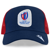 The RWC23 France Trucker Cap by Macron logo on a blue and red trucker hat.