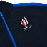 A black RWC23 Full Zip Cotton Sweatshirt by Macron with the Rugby World Cup logo on it.