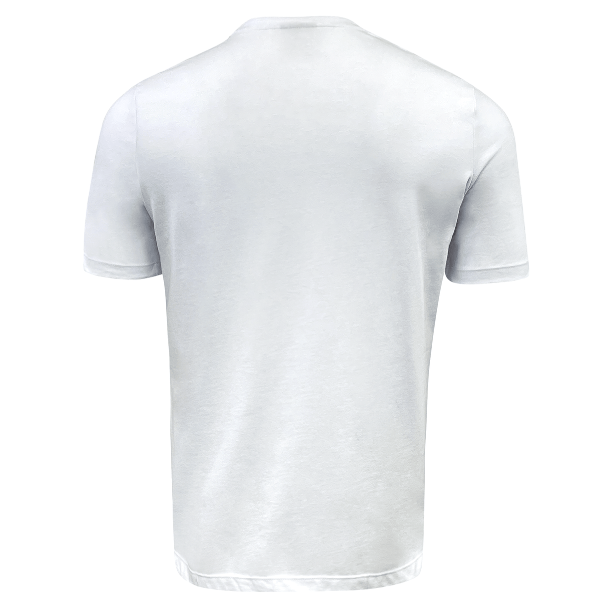 The back view of a RWC23 France Flag Ball Logo Poly/Cotton Tee by Macron.