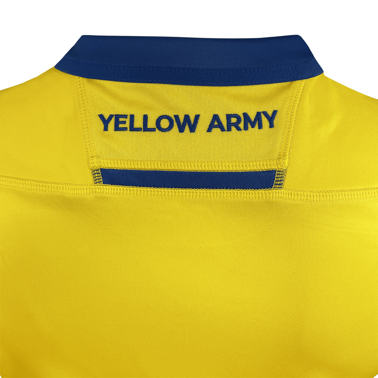 The back of a yellow ASM Clermont Auvergne Home Jersey 23/24 by Macron rugby shirt.