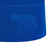 The back of a blue Italy FIR Home Jersey 23/24 by Macron with a silhouette of a dog.