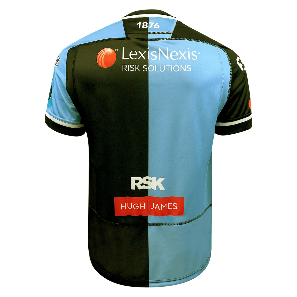 The back of a replica Cardiff Blues Home Jersey 23/24 by Macron.