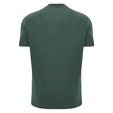 A dark green Ospreys Rugby 24/25 Poly Cotton T-Shirt by Macron, reminiscent of timeless travel essentials, is shown from the back.