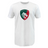 A white long-sleeved Leicester Tigers Supersoft T-shirt with a green and red crest by WRS LAT.