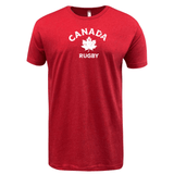 Nations of Rugby Canada Rugby Supersoft Tee by WRS LAT, with a white maple leaf graphic and text.