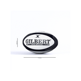 A All Blacks Mini Ball by Gilbert with prominent branding, centered and displayed against a white background with measurement markings.