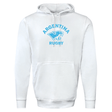 The Nations of Rugby Sky Argentina Rugby 60/40 Pullover Hoodie by WRS Augusta features the text "Argentina Rugby" and a blue puma graphic on the front, celebrating the Nations of Rugby.