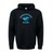 This medium-weight pullover, the Nations of Rugby Sky Argentina Rugby 60/40 Pullover Hoodie by WRS Augusta, features "Argentina Rugby" and a stylized jaguar logo in light blue printed on the front. The black athletic fleece design ensures both comfort and style.