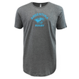 The Nations of Rugby Sky Argentina Rugby Supersoft Tee by WRS LAT is a gray shirt featuring a blue jaguar logo and the text "Argentina Rugby" in blue on the front. Perfect for fans of Nations of Rugby.