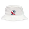 White cotton twill USA Rugby Crest Crusher Bucket Hat by EMB Alpha Broder for sun protection.