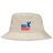 Cotton twill beige EMB Alpha Broder USA Rugby Throwback Crusher Bucket Hat with sun protection.