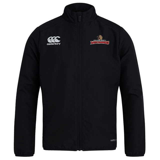 A Raleigh Rattlesnakes Rugby Club Track Jacket by EMB Canterbury with the Raleigh Rattlesnakes logo on it.