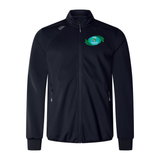 Rugby Oklahoma Elite Windstopper Jacket by EMB Canterbury with a full zipper and a logo on the left chest featuring a green and blue emblem.