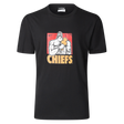 Gallagher Chiefs Super Rugby Supporters Retro Cotton Tee 25/26 by Classic Sportswear: A black tee featuring a flexing character with a clenched fist and the text "CHIEFS," representing Chiefs pride.