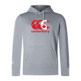 The WRS Canterbury CCC Club Lightweight Hoodie is a light gray hoodie featuring a red CCC logo with a maple leaf on the chest, showcasing the Canterbury Canada spirit.