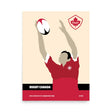 An enthusiastic "Rugby Canada Rugby Catch Poster" featuring a Rugby Canada player by PF LIC.