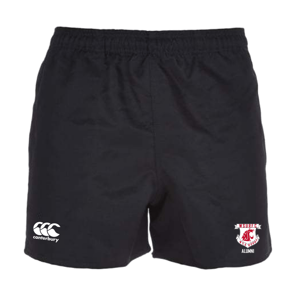 A Washington State Rugby Alumni Canterbury Women's Advantage Rugby Shorts with a WRS Canterbury logo.