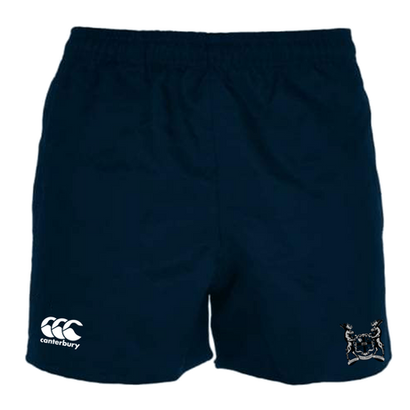 A Suffolk Bull Moose Rugby Canterbury Professional Polyester Pocketed Rugby Short with the WRS Canterbury logo on it.