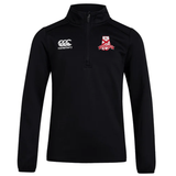 Black Alabama Rugby Alliance Club 1/4 Zip Mid Layer Training Top with a CCC logo on the left chest featuring a red and white shield emblem by EMB Canterbury.