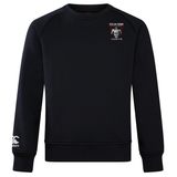 A black WRS Canterbury Onslow Rugby Misfits Club Crew sweatshirt with small logos on the left chest and the left wrist.