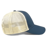 An EMB Alpha Broder USA Rugby Referees Eco Trucker Cap in blue and white, worn by USA Rugby Referees.