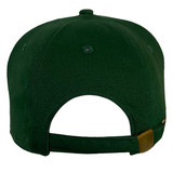 The product is the Australia 1968 Rugby League Cap by Ellis Rugby, presented in dark green with a rear view, made from organic cotton and includes an adjustable strap with a brass buckle.