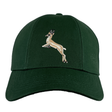 The Springboks Rugby 1937 Cap by Ellis Rugby is a dark green baseball cap featuring an embroidered jumping deer design on the front, celebrating the historic 1937 tour.