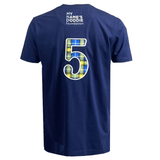 An Ellis Rugby Doddie Weir T-Shirt with the number five on it.