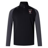 Black quarter-zip pullover with logo on the chest labeled "Onslow Rugby Misfits Elite First Layer by EMB Canterbury" and a small VapoDri emblem on the sleeve.