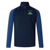 Navy blue quarter-zip athletic pullover featuring VapoDri technology, with a small Twin Island Rugby Elite First Layer by EMB Canterbury logo on the left chest area.