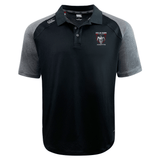 Black bi-color Onslow Rugby Misfits Elite polo shirt by EMB Canterbury, featuring logos from "state of origin" and "nsw blues" on the chest.