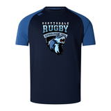 Blue and black Scottsdale Rugby Elite Training Tee by WRS Canterbury with team logo and "established 1984" text on the front.