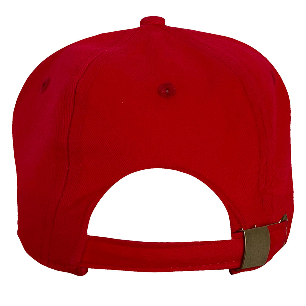 A rear view of the England 1995 Rugby League Cap by Ellis Rugby, featuring a red design adorned with an adjustable strap and metal buckle, reminiscent of the vintage crest.