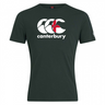 The Canterbury England CCC Flag Club T-shirt by WRS Canterbury is dark green, made from a soft cotton blend, and features a prominent white and red Canterbury Kiwi logo on the front.