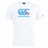 White Canterbury Fiji CCC Flag Club T-Shirt by WRS Canterbury, showcasing a blue logo that combines the Union Jack flag with a crest in an iconic Kiwi style.