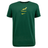 Presenting the Springboks Unity Tee by Nike: a green t-shirt featuring a bold yellow Springbok logo and "Springboks" text across the chest, honoring South Africa rugby. Complete with the classic Nike logo underneath, it’s ideal for displaying your team spirit.