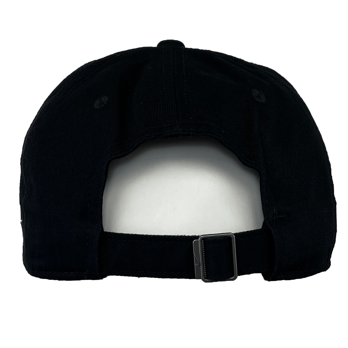 A black, unisex Springboks Unisex Unity H86 Cap by Nike shown from the back. The Nike hat features an adjustable strap with a metal buckle for a secure fit.