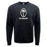 a black WRS Augusta Fiji Fleece Crewneck Sweatshirt with the words "Fiji Rugby" printed on it.