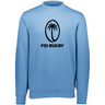 A light blue Fiji Fleece Crewneck Sweatshirt with the word Fiji Rugby on it, made by WRS Augusta.