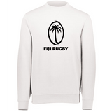 A white WRS Augusta Fiji Fleece Crewneck Sweatshirt with the word "Fiji Rugby" on it.