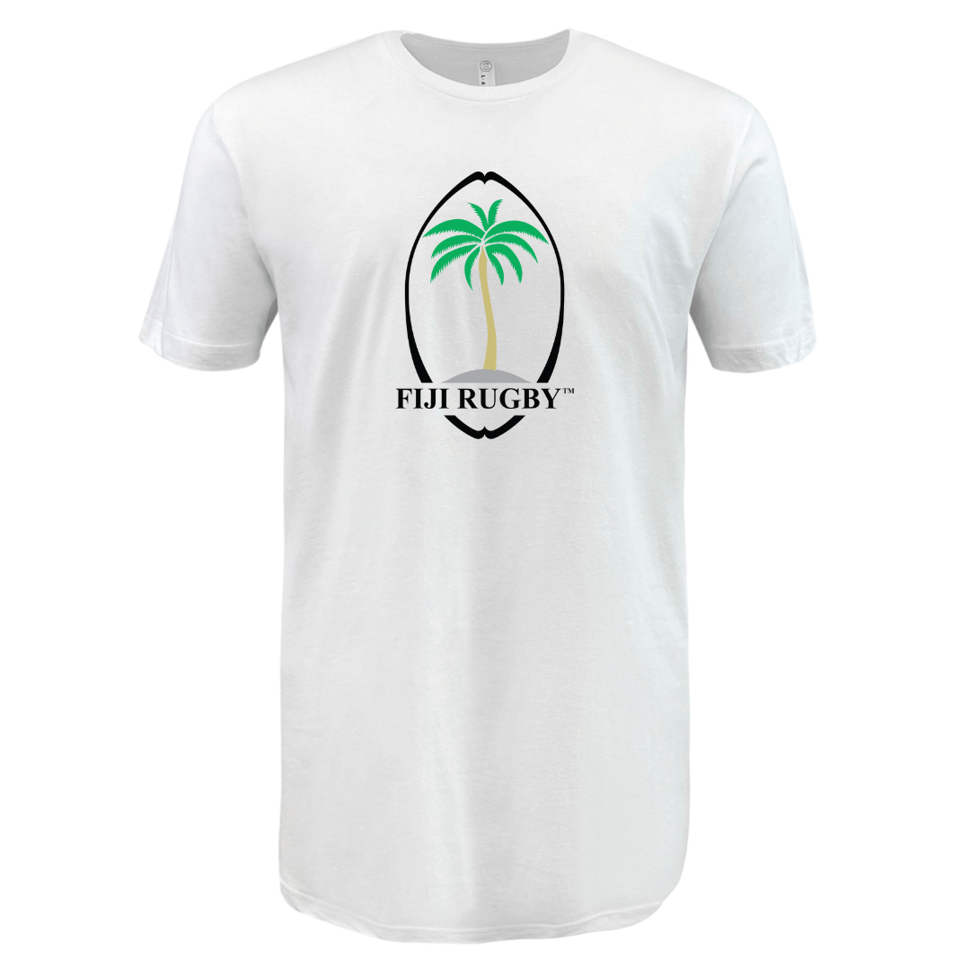 A Fiji Rugby Throwback Supersoft Tee with a palm tree on it from WRS LAT brand.