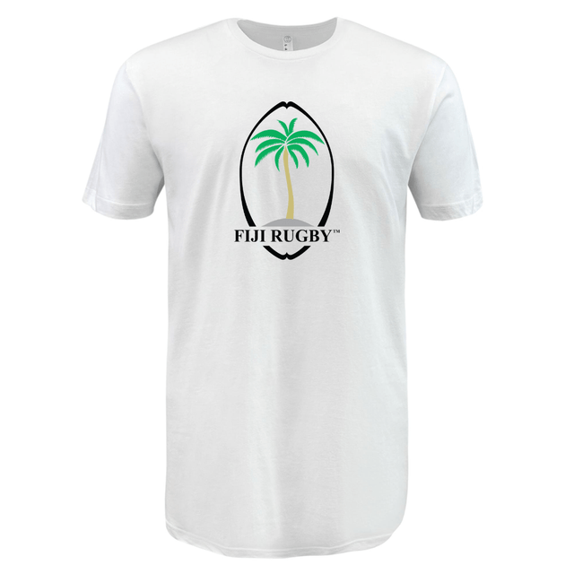 A Fiji Rugby Throwback Supersoft Tee with a palm tree on it from WRS LAT brand.