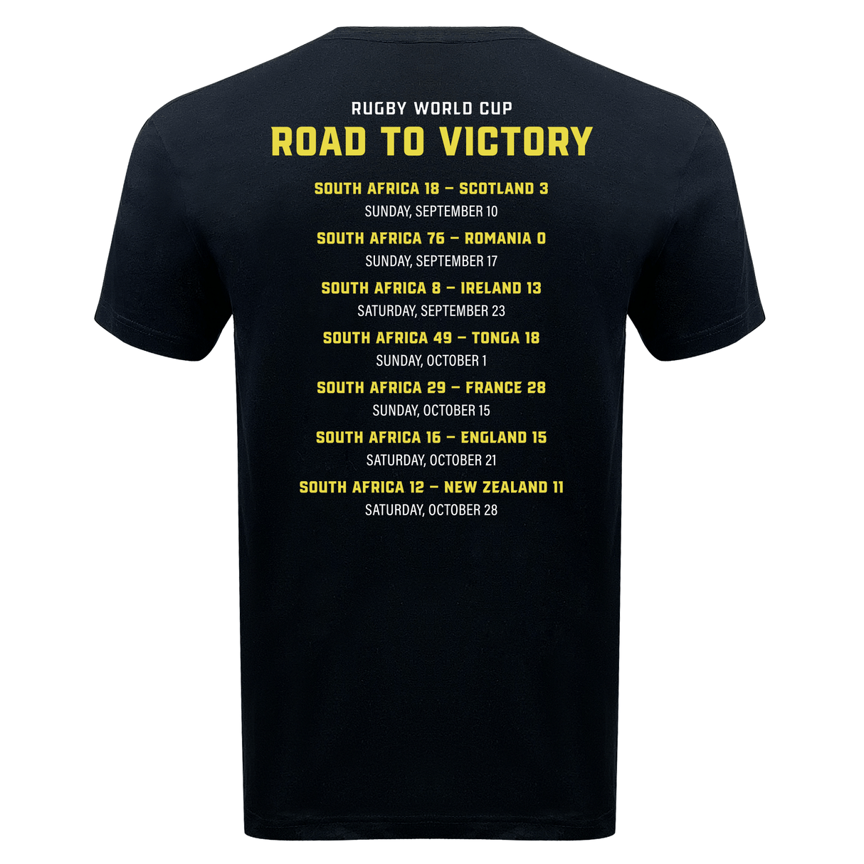 A WRS LAT South Africa RWC 23 Champions Supersoft Tee that says "Road to Victory" - a perfect combination of SEO and Supersoft Tee.